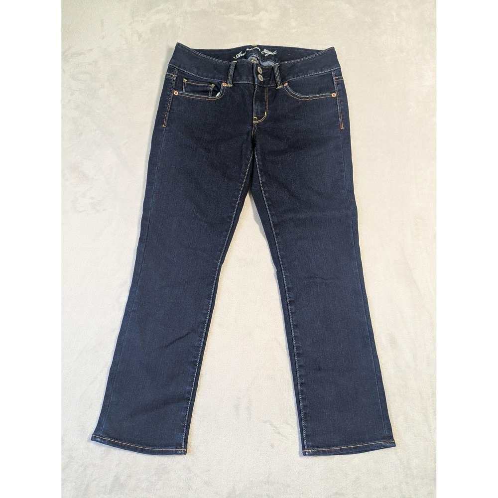 American Eagle Artist Jeans Womens 6 Blue Low Rise Cropped Dark Wash Denim